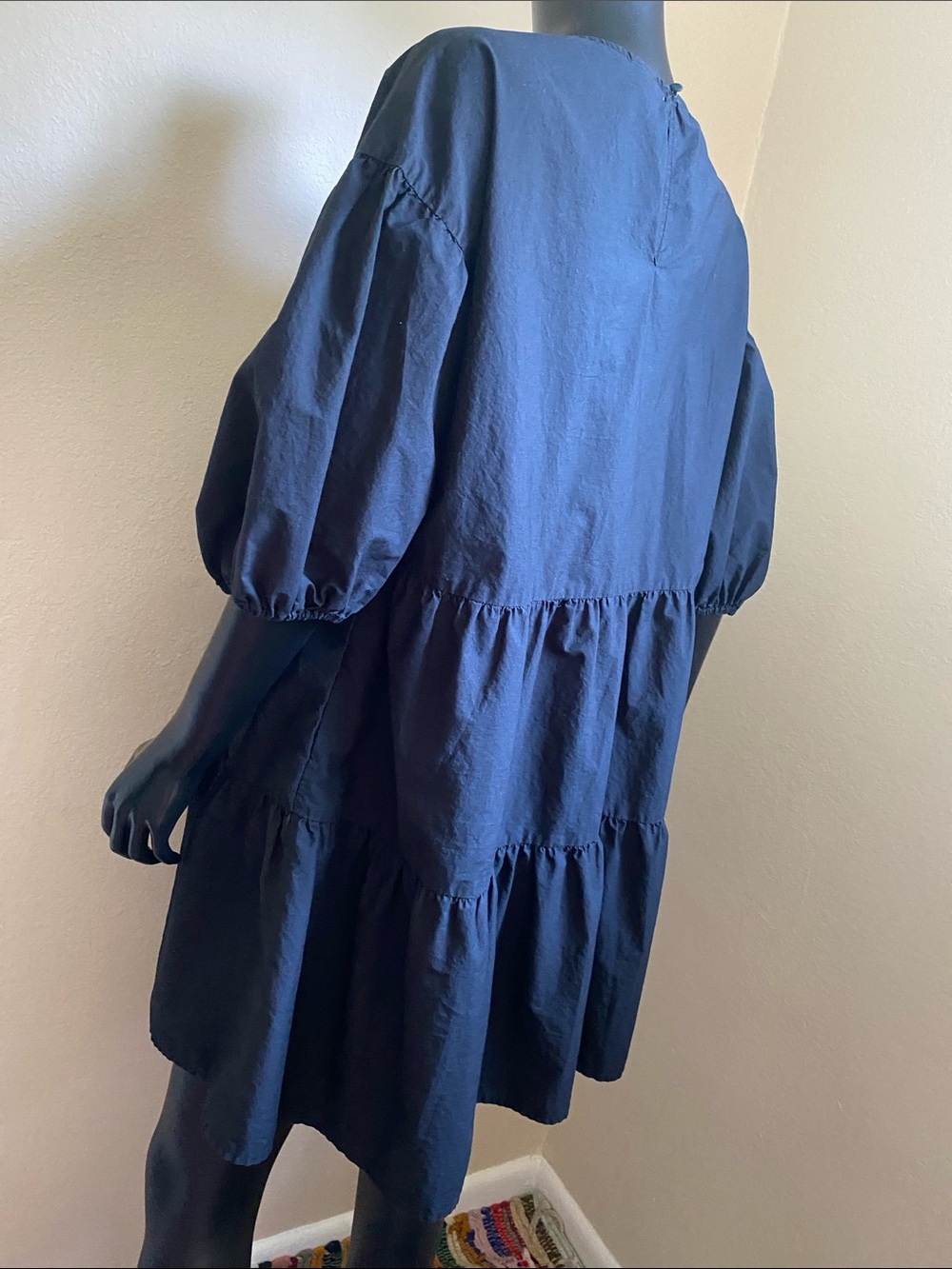 a new day Cotton Black Tiered Puff-Sleeve Casual Dress - Picture 6 of 10